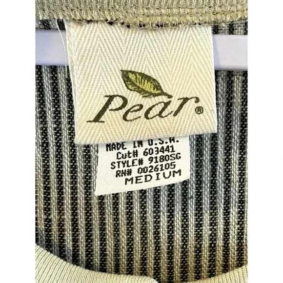 Vintage PEAR Brand Women's Maxi Cotton Dress Size M Striped buttons applique USA - Picture 7 of 7